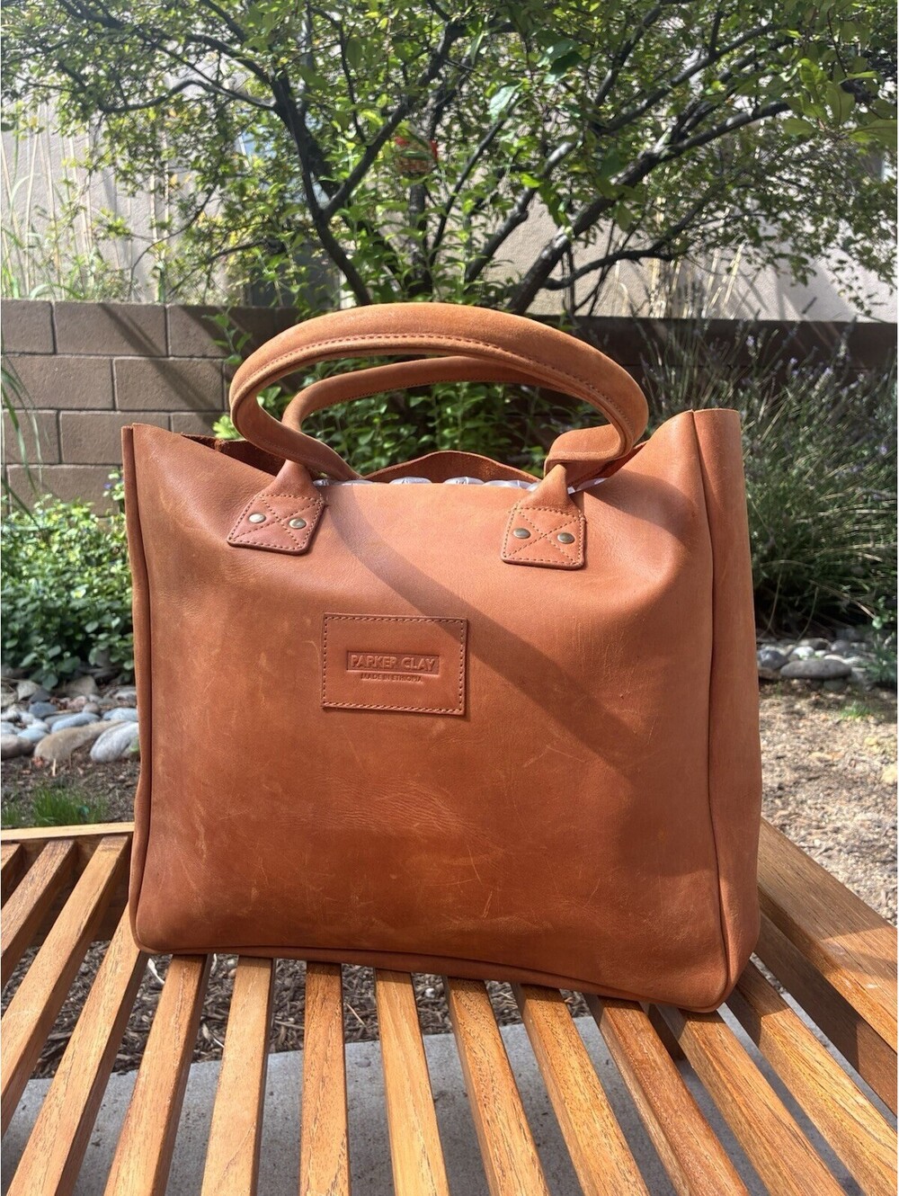Parker Clay Large Leather Tote Bag Natural Tan Ethiopia Dust Bag VGUC